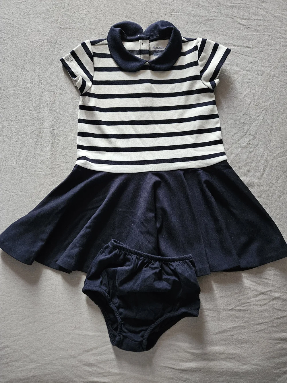 Ralph Lauren Navy and White Striped Polo Dress with Bloomer